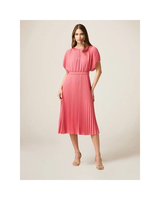 Oltre Pink Plissiertes midi-kleid