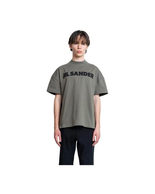 Jil Sander Thyme logo t-shirt in Gray für Herren