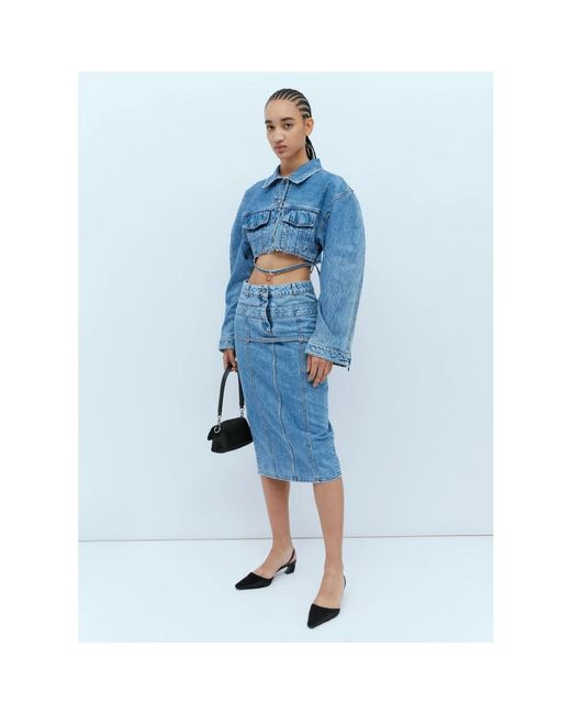 Jacquemus Blue High waist denim rock mit gürtel