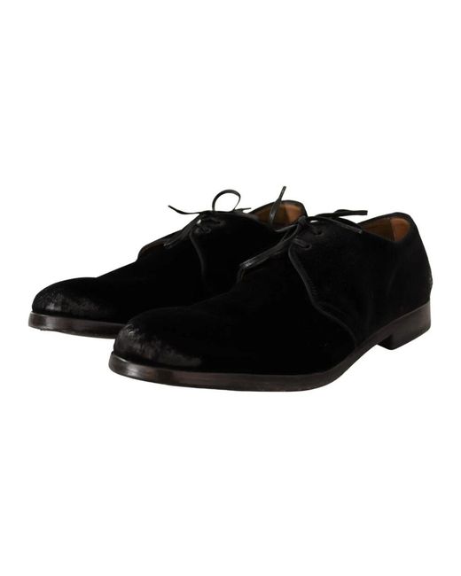 Dolce & Gabbana Schwarzer Samt Schnürschuhe im Alter von Stil Derby-Schuhe in Black für Herren