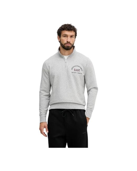 Gant Zip-Neck Sweatshirt in het Gray voor heren