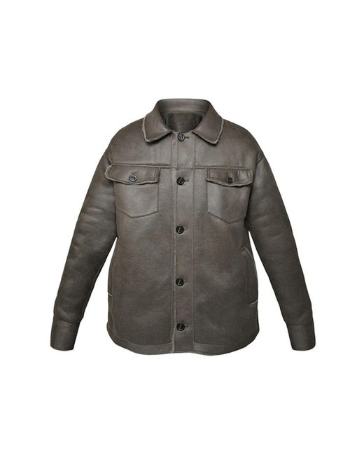 Oakwood Gray Leather Jackets for men