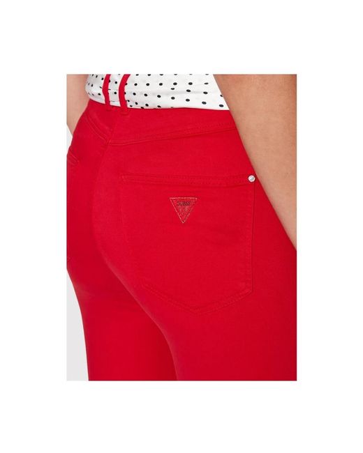 Guess Red Rote skinny jeans mit aufgesticktem logo