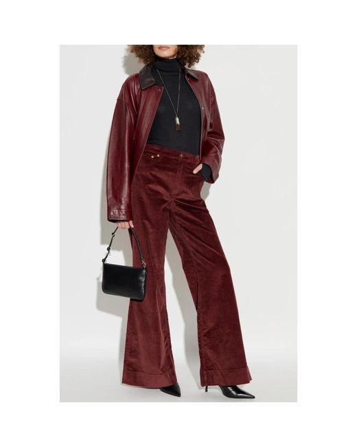 Rag & Bone Broeken ,Rood ,Ribfluwelen Broek Met Uitlopende Pijpen in het Red