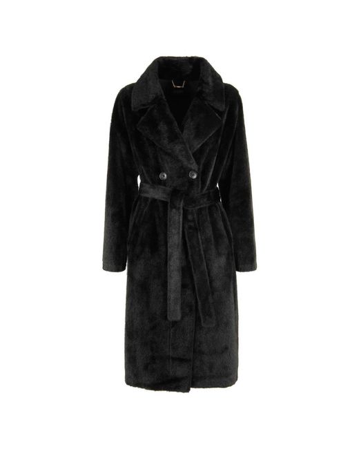 Seventy Jassen ,Zwart ,Leer Fur Trench in het Black
