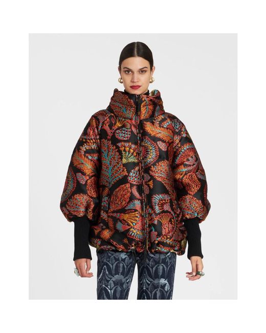 LaDoubleJ Jassen ,Veelkleurig ,Polyester St. Moritz Reversible Zijden Jas in het Brown