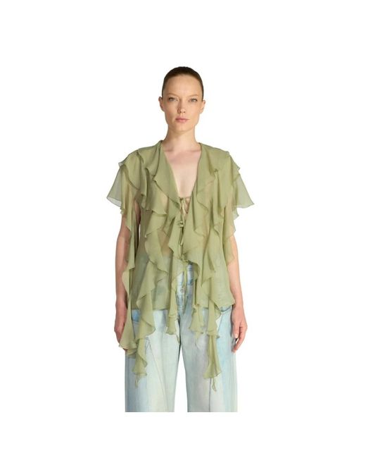 Erika Cavallini Semi Couture Green Blouses