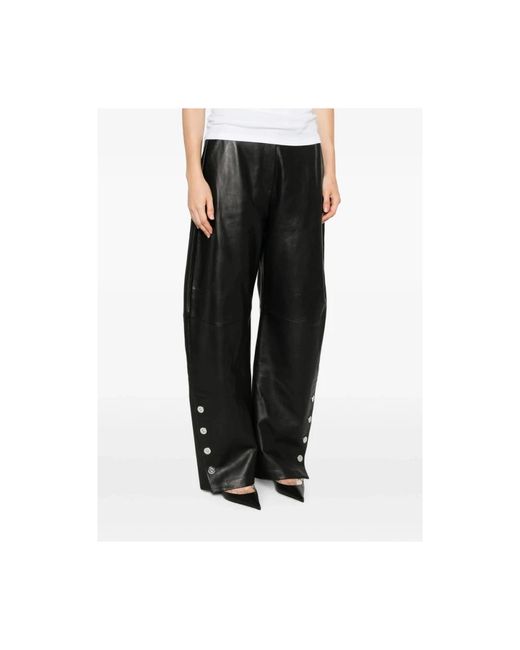 Sportmax Gray Leather Trousers