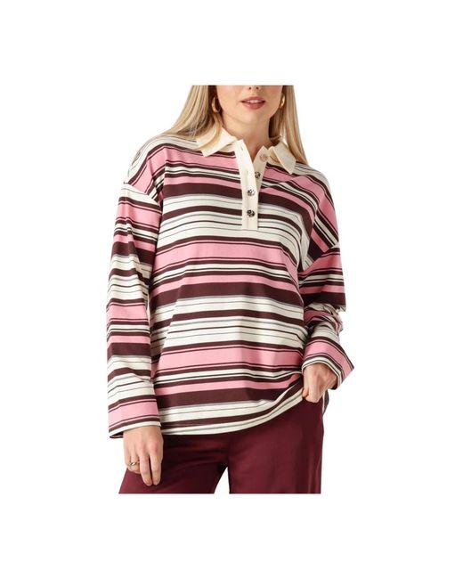Studio Amaya Tops ,Roze ,Katoen Lucky Sweater in het Red