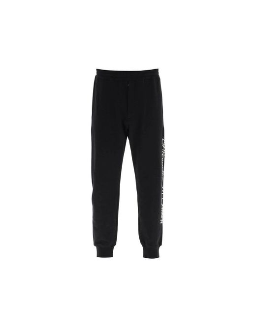 McQueen Black Logo Cotton Pants for men