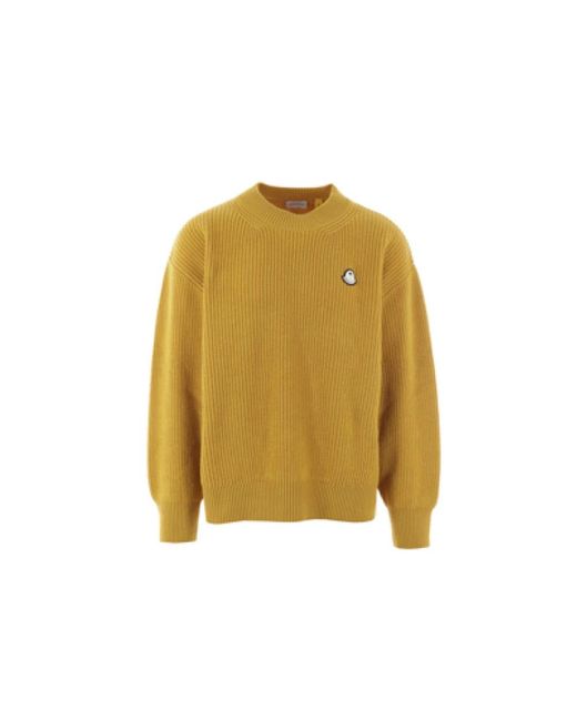 Moncler Yellow Round-Neck Knitwear for men