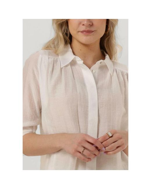 Minus Overhemden ,Wit ,Aneda 3/4 Sleeve Shirt in het Natural