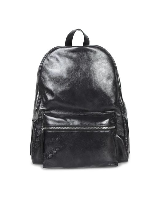 Orciani Glossy Lederrucksack in Black für Herren