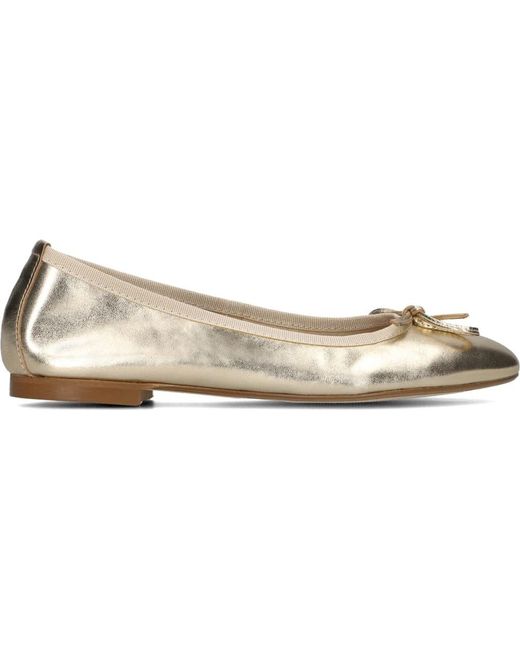 Lina Locchi Natural Goldene Lederballerinas Mit Schleife
