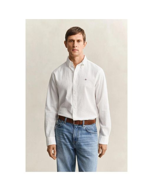 Gant Overhemden ,Wit ,Camicia in het White voor heren