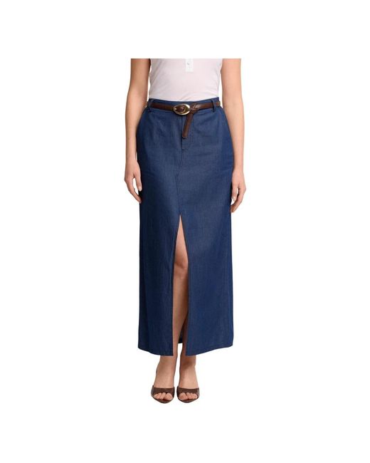 Kocca Rokken ,Blauw ,Denim Klassieke Lange Kokerrok Met Denim Look in het Blue
