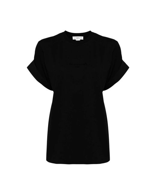T-shirt con stampa slogan nera di Victoria Beckham in Black