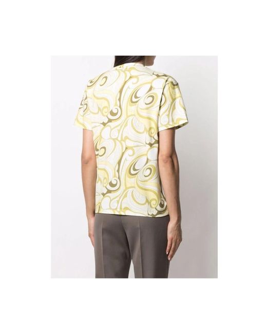 Raf Simons Tops ,Groen ,Katoen Abstract Print T-Shirt in het Metallic