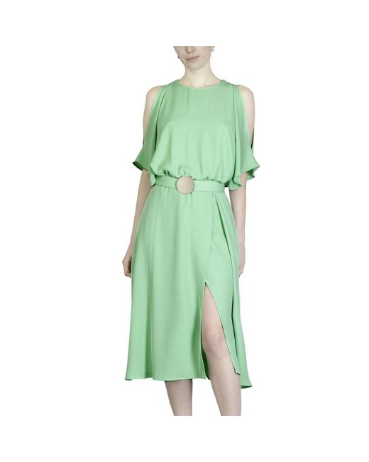 SIMONA CORSELLINI Green Midi-kleid mit gürtel