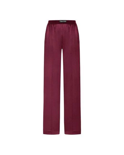 Tom Ford Broeken ,Rood ,Satijn Rode Satijnen Broek Met Zakken in het Red