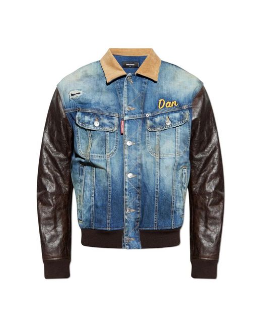 DSquared² Jassen ,Blauw ,Leer Jas Van Gecombineerde Materialen in het Blue voor heren