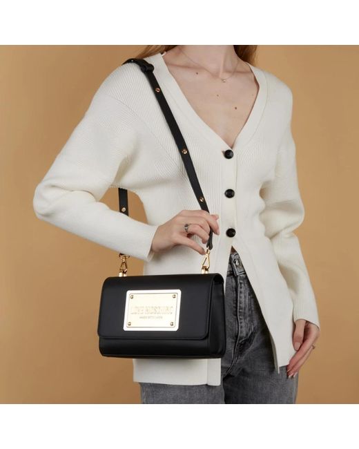 Love Moschino Vitello Faux Leather Crossbody Tas in het Black