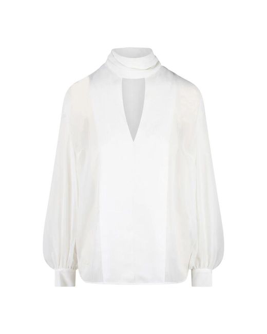 P.A.R.O.S.H. White Bluse mit krepp-effekt und v-ausschnitt