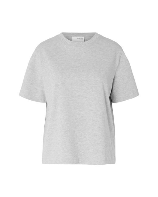 SELECTED Essential Ss Boxy Tee in het Gray
