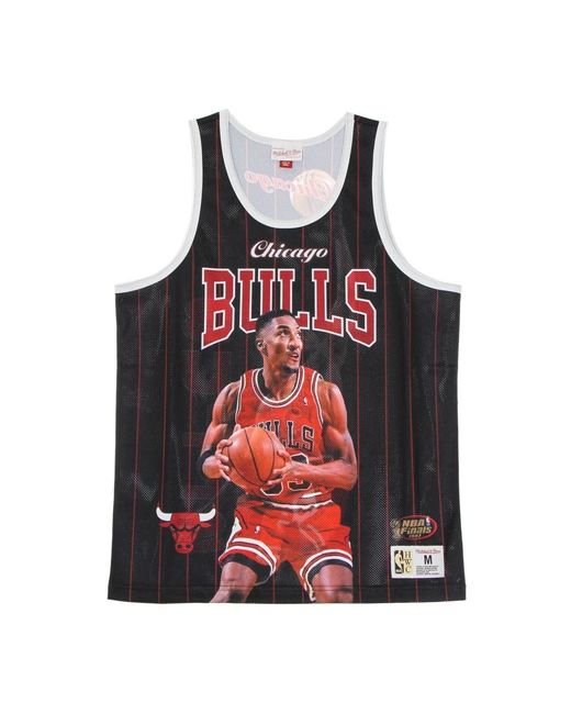 Mitchell & Ness Fitness ,Zwart ,Polyester Chicago Bulls Tank Top Scottie Pippen in het Red voor heren