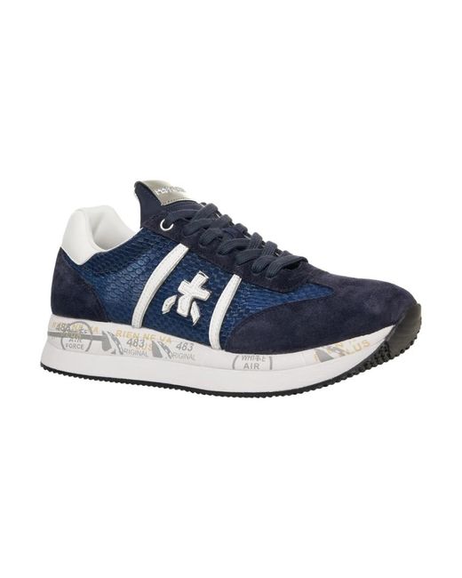Premiata Blue Blaue Sneakers Mit Metallic-Details
