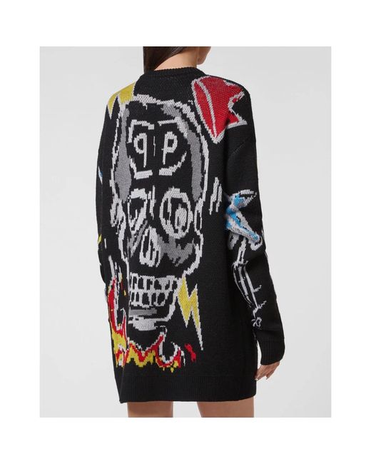 Philipp Plein Pullover Round Neck Ls Graffiti in het Black