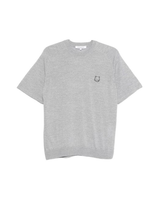 Maison Kitsuné Gray Round-Neck Knitwear for men
