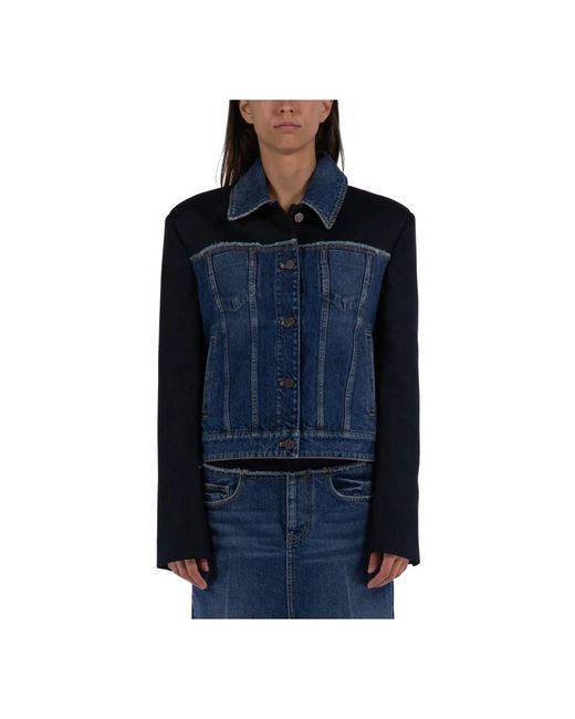 Stella McCartney Denim Jas Met Puntkraag in het Blue