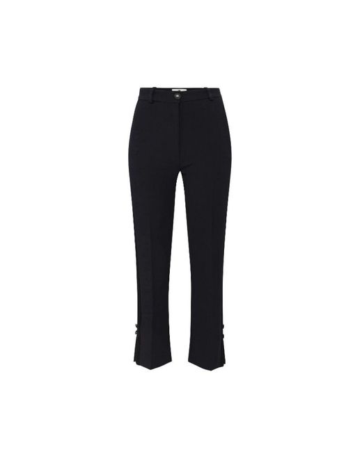 Elisabetta Franchi Black Schwarze tuxedo hose mit satinbändern