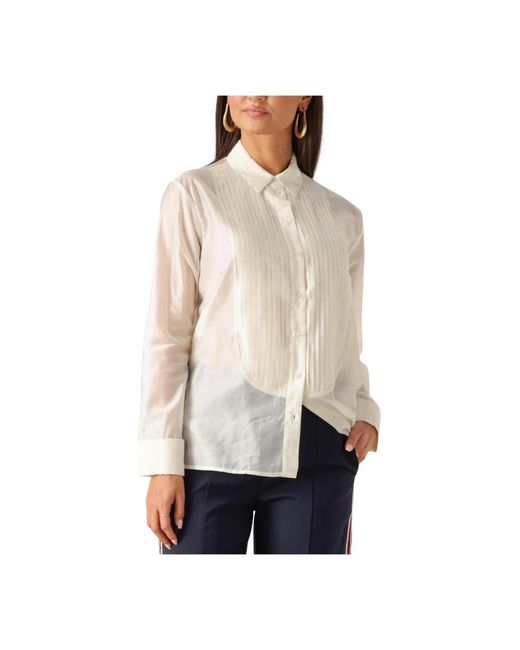 SELECTED Overhemden ,Wit ,Polyester Slfiris Relaxed Ls Shirt B in het Natural