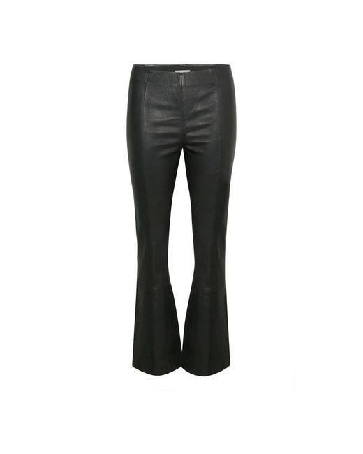 Part Two Broeken ,Zwart ,Zwarte Stretch Bootcut Leren Broek in het Gray