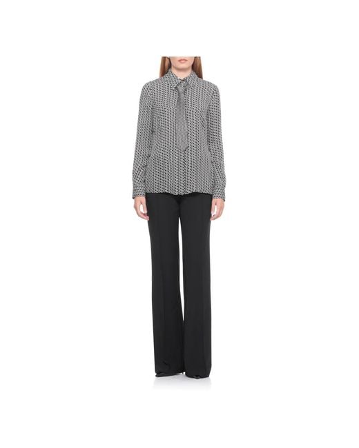 Elisabetta Franchi Zwarte Geometrische Print Overhemd Met Kraag in het Gray