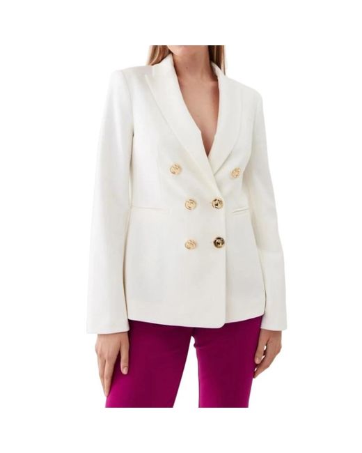 Pinko Jassen ,Wit ,Double-Breasted Blazer in het White