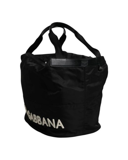 Dolce & Gabbana Nylon Iconic Logo Bucket Bag in het Black