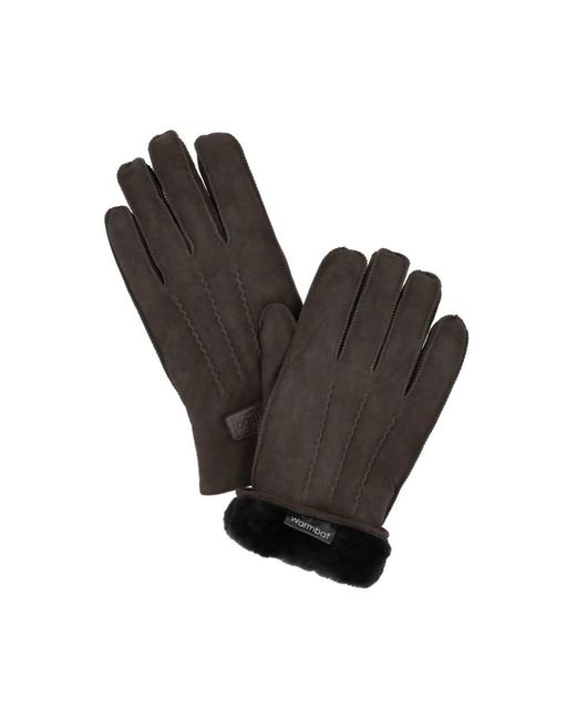 Warmbat Accessoires ,Bruin ,Wol Suede Handschoenen in het Black