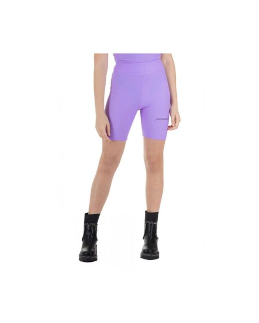 hinnominate Purple Radfahrer lycra leggings mit logo-druck