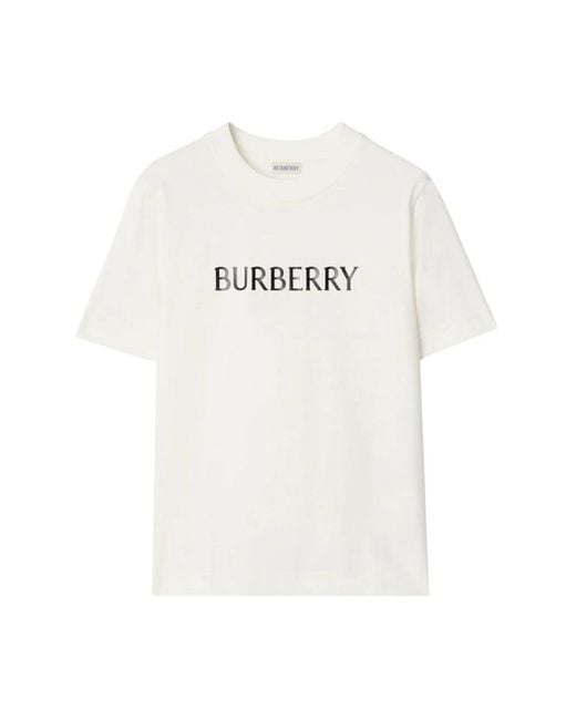 Burberry White Logo Cotton T-Shirt