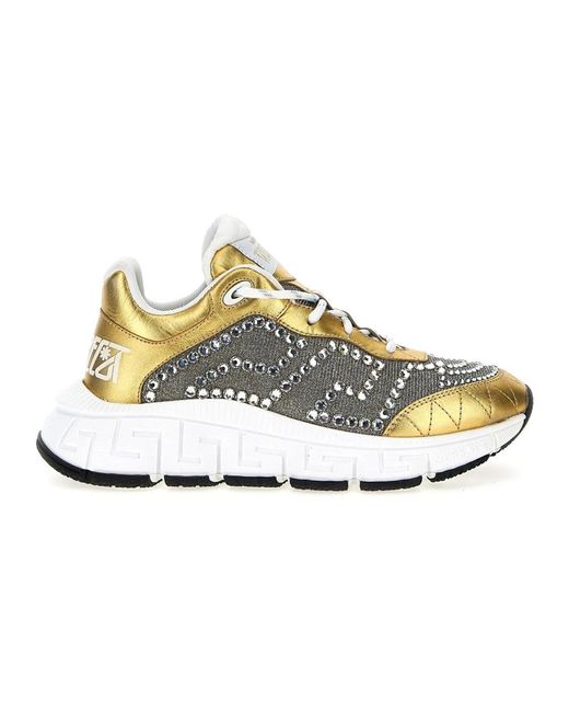 Versace Metallic Laminierte Ledersneaker