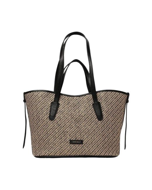 Coccinelle Brown Schicke Gewebte Shopper Tote Tasche
