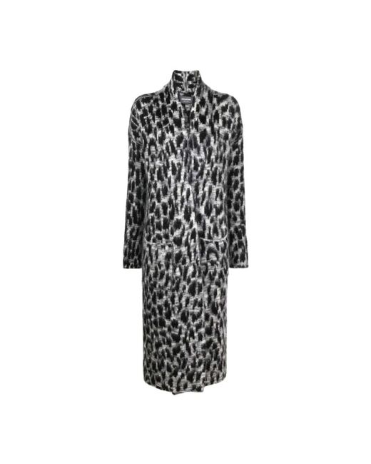 Zadig & Voltaire Black Leopard print mohair cardigan coat