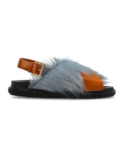 Marni Schoenen ,Blauw ,Leer Fussbett Sandal in het Blue