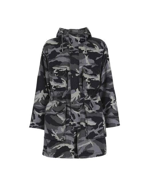 Armani Exchange Camouflage baumwoll hooded trench jacke in Black für Herren
