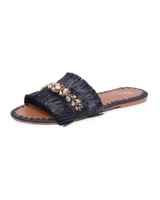 De Siena Schoenen ,Zwart ,Rieten Zwarte Sandaal Semira in het Blue