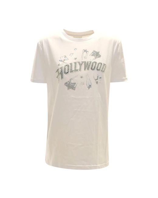 P.A.R.O.S.H. Natural Weißes baumwoll-t-shirt colly fw23/24