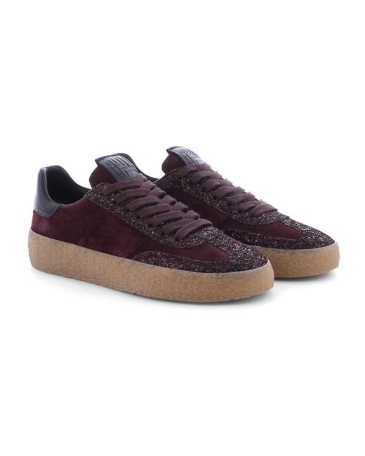 Kennel & Schmenger Glitter Platform Sneaker Met Velours En Leren Details in het Brown